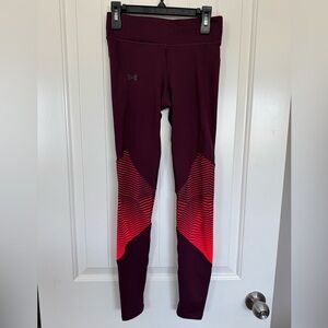 Under Armour XS Burgundy Low Rise Leggings 27” Inseam Athletic